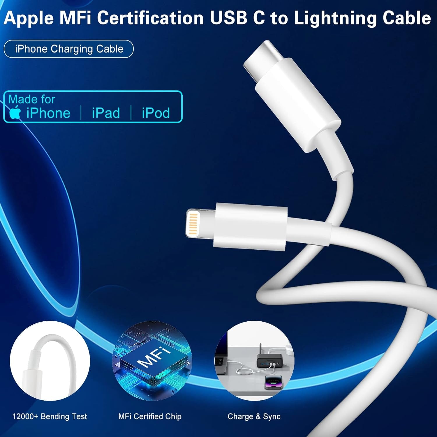 Fast Charger Iphone,Dual Port A/C Iphone Charger Fast Charging Block,2Pack Super Quick Double Apple Iphone Wall Charger Power Adapter 10FT USB C to Lightning Cable for Iphone 14/13/12/11/Promax/Xs/Xr