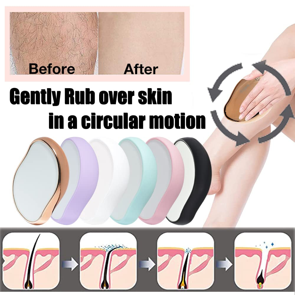 Crystal Hair Eraser,Crystal Hair Remover and Exfoliator,Nano Glass Hair Remover Stone,Reusable Painless Physical Hair Removal Depilator for Men Women Quick Soft Silky Skin (Gold)