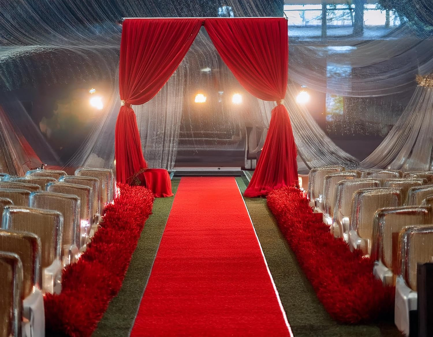 Thick Red Carpet Runner for Party,3 X 10Ft Non-Slip Backing Aisle Runway Rug for Party,Occasions,Graduation,Wedding& Indoor Outdoor Special Events Decorations (Dark Red, 3×10Ft(Multi-Pile))