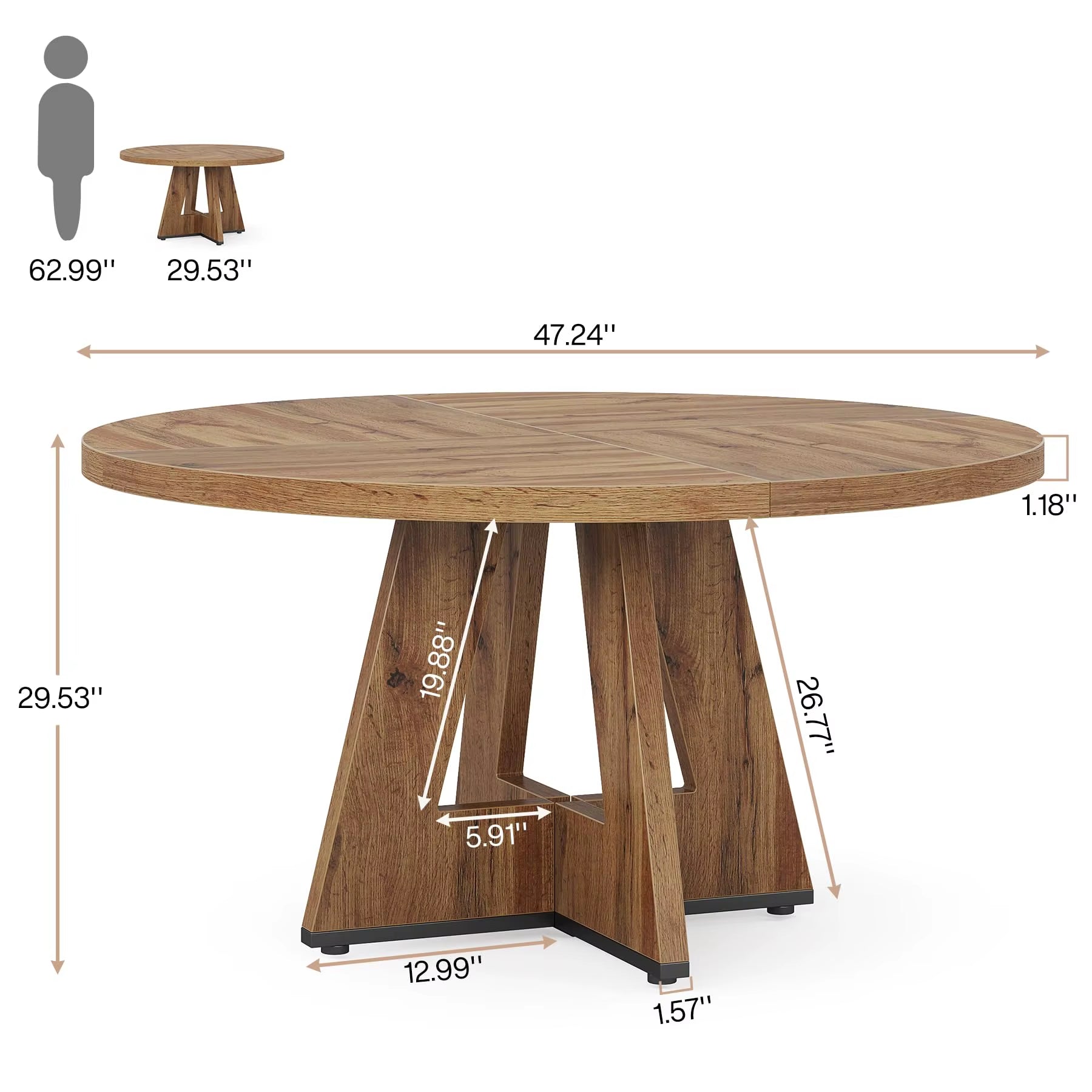 31.5" Square Dining Table for Small Space, 4-Person Compact Kitchen Table for Apartment & Cafe Style Dining, Rustic Brown