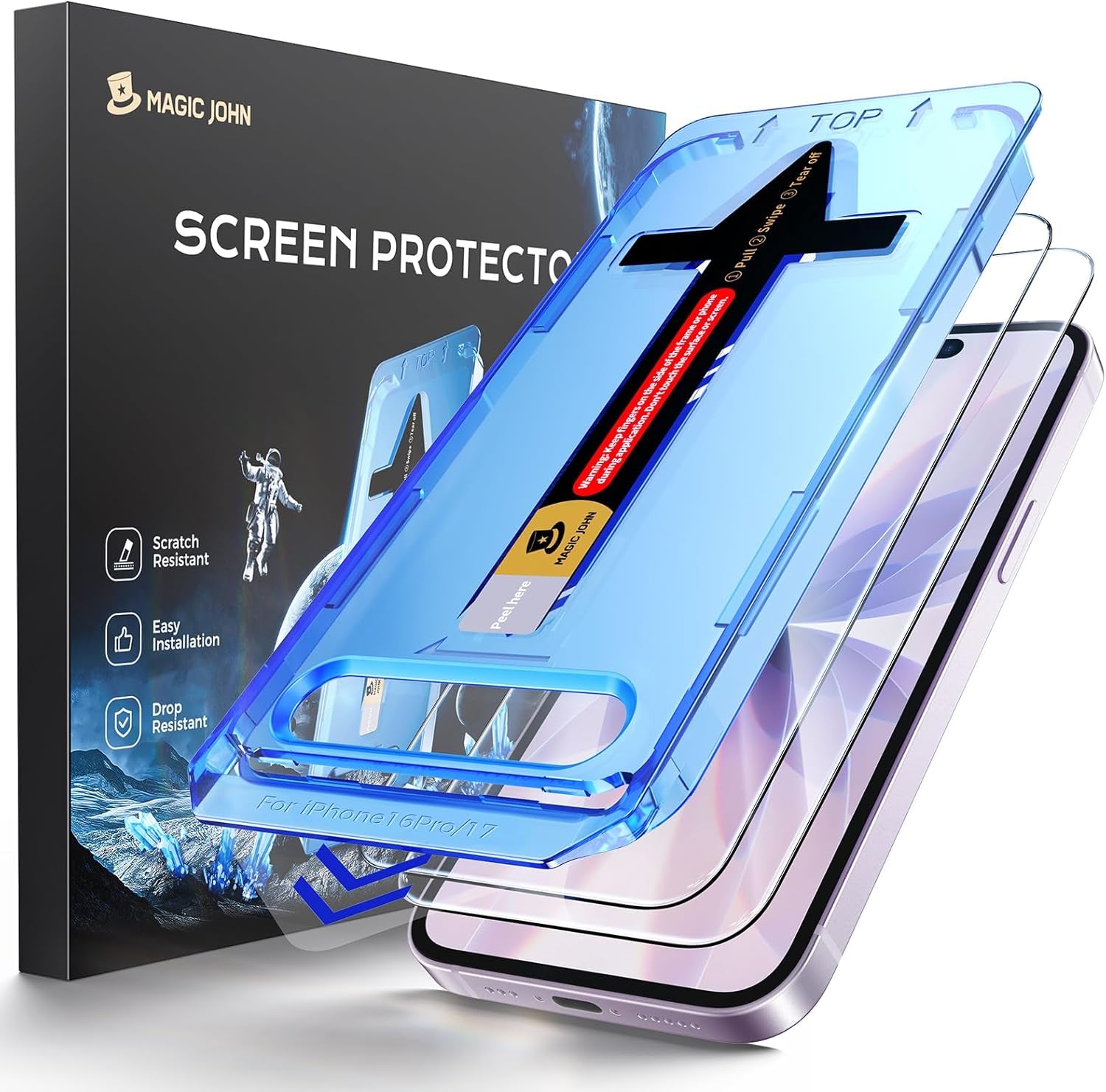 for Iphone 17 Screen Protector Tempered Glass Easy Installation | 2Pack, Auto Dust-Elimination, , Bubble Free, HD Clear, Scratch Resistant, 6.3 Inch