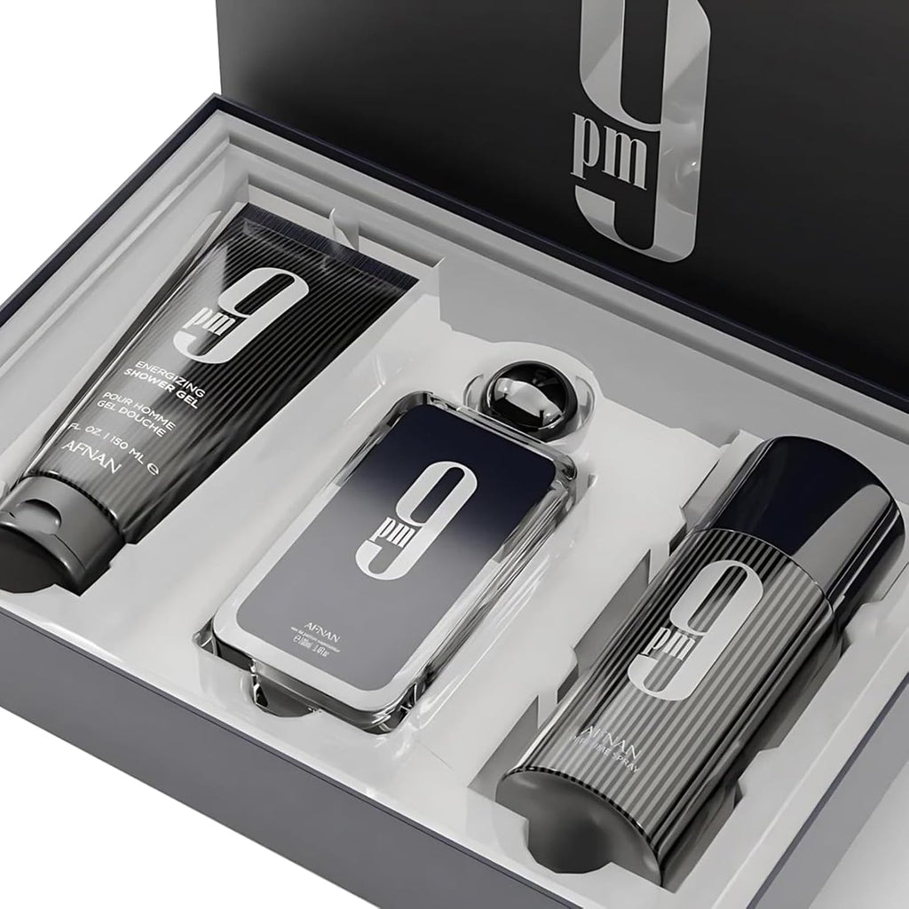 9 PM Luxury Perfume Gift Set – Eau De Parfum (3.4 Oz), Deodorant (5.0 Oz), Shower Gel (5.0 Oz)