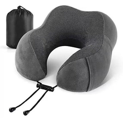 . Comfortable Memory Foam Travel Pillow, Grey