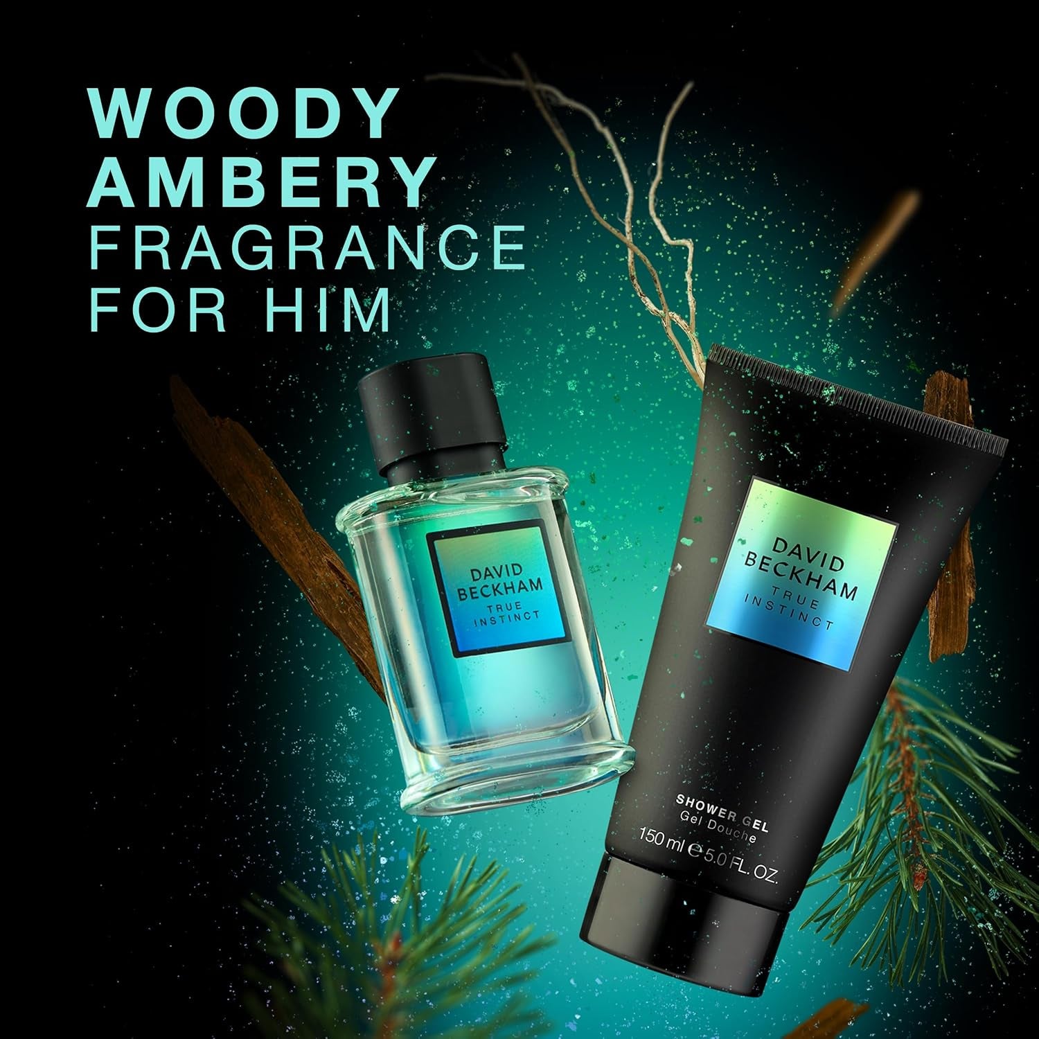 True Instict Giftset 1.6 Fl Oz EDT + 5.0 Fl Oz Shower Gel, Notes of Pine, Cedarwood, and Vetiver, Men'S Fragrance, Long Lasting, Everyday Fragrance,