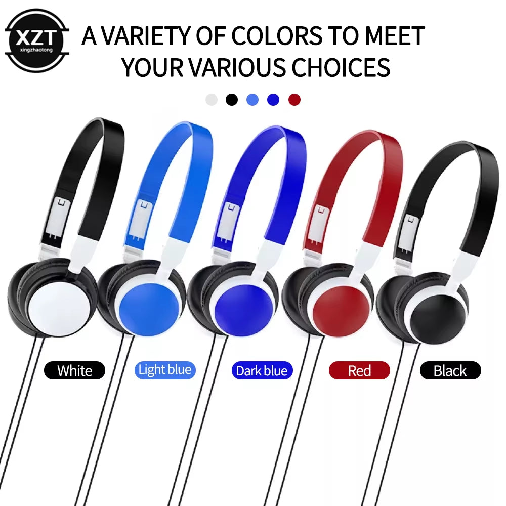 Wired Foldable 3.5Mm Headphones Head Mounted Headset Earphone Headphones Stereo Foldable Sport Earphone for Phone/Tablet