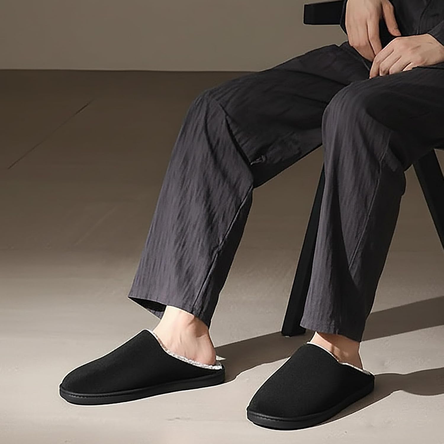 Men'S Furry Slippers Memory Foam House Shoes US 8-14/EU 41-47 | Warm Soft Fleece Lining, Cushioned Memory Foam, Non-Slip, Machine Washable, Slip-On Slippers for Indoor Outdoor Travel Use