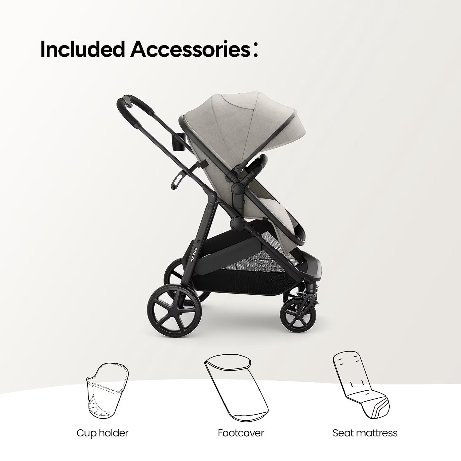 Wiz 2-In-1 Baby Stroller with Bassinet Mode, Reversible Seat and Large Canopy, Khaki, 22.3LB, Unisex