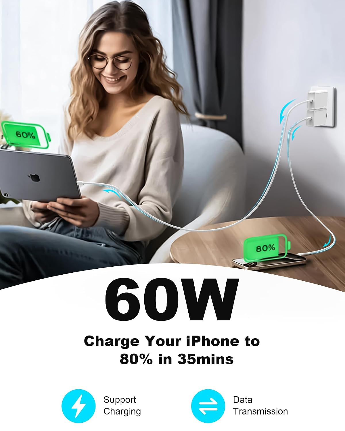 USB C to USB C Cable 3FT for Iphone 17, 2 Pack Braided Iphone Type C Charger Cord for Carplay Android Auto, 60W USB C to C Cable Fast Charging for Car Iphone 16 15 Ipad Air Pro