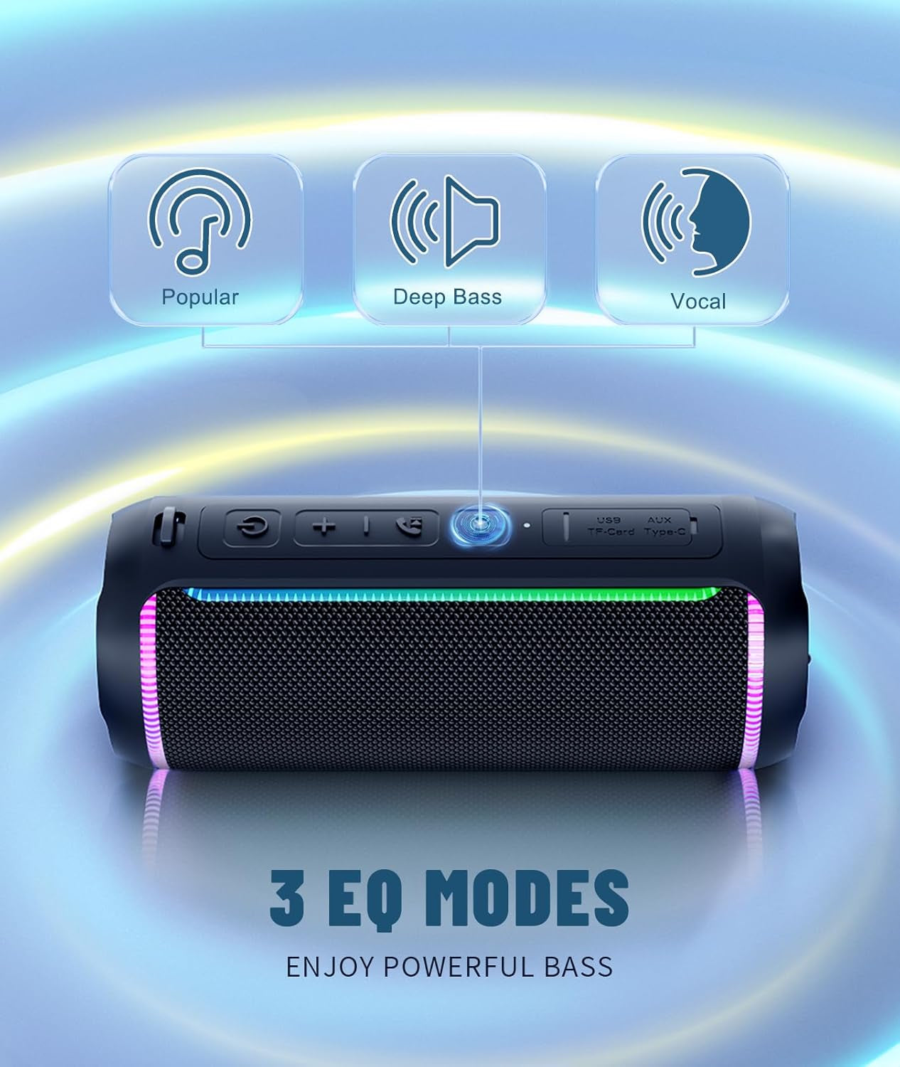 X30 Portable Bluetooth Speaker (3Rd Gen), 40W Loud Bass, Black | IPX7 Waterproof for Pool Parties & Outdoor Adventures, 30-Hour Battery, Beat-Synced LED Lights, Wireless Stereo Pairing