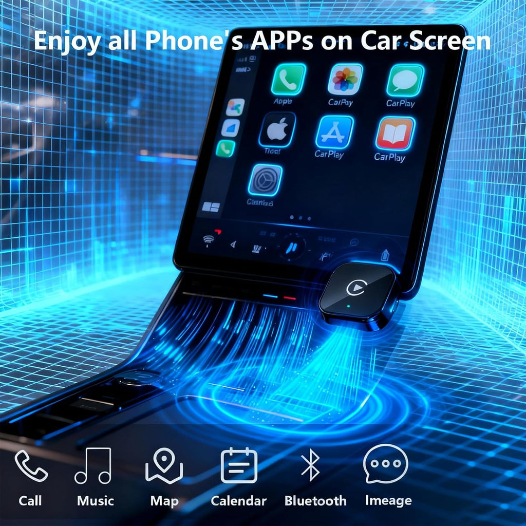 Wireless Carplay Adapter for Apple Iphone & Android, 2-In-1 | Fast Auto-Connect, Stable Connection, Mini Size Plug，Apple Iphone & Android, 2-In-1 Adapter, Convert Wired to Wireless Dongle