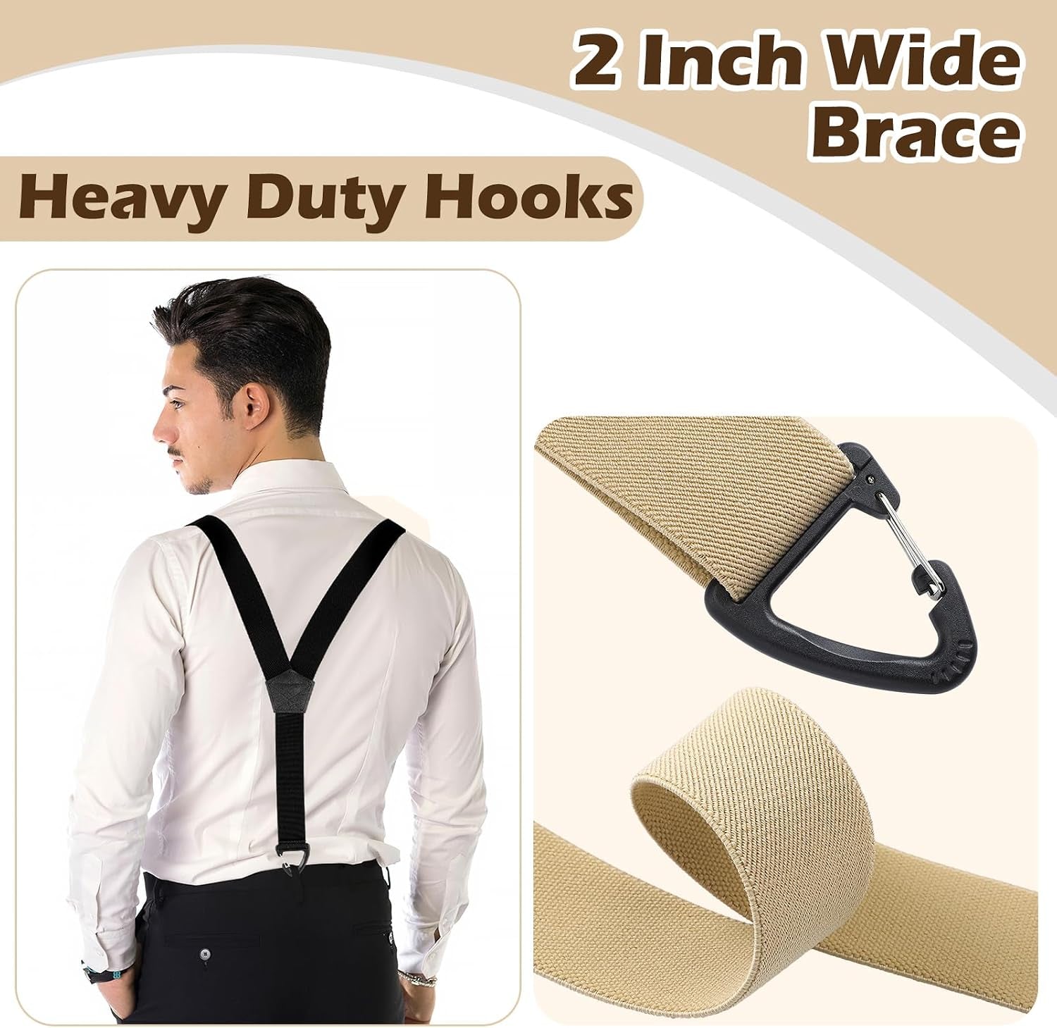 2 Pcs Hidden Suspenders for Men under Clothing Y Back under Clothing 1.5 Inch Wide Adjustable Heavy Duty Suspenders