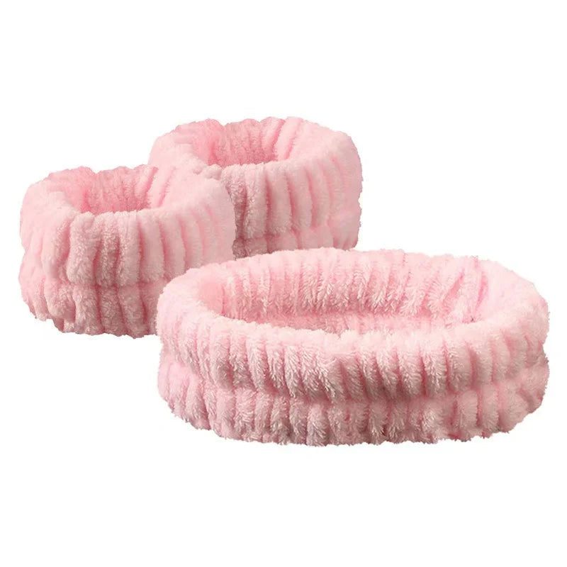 3Pcs Face Wash Wristband Set Women'S Headband Wristbands Absorbent Waterproof Wristbands Makeup Face Wash Hair Bands