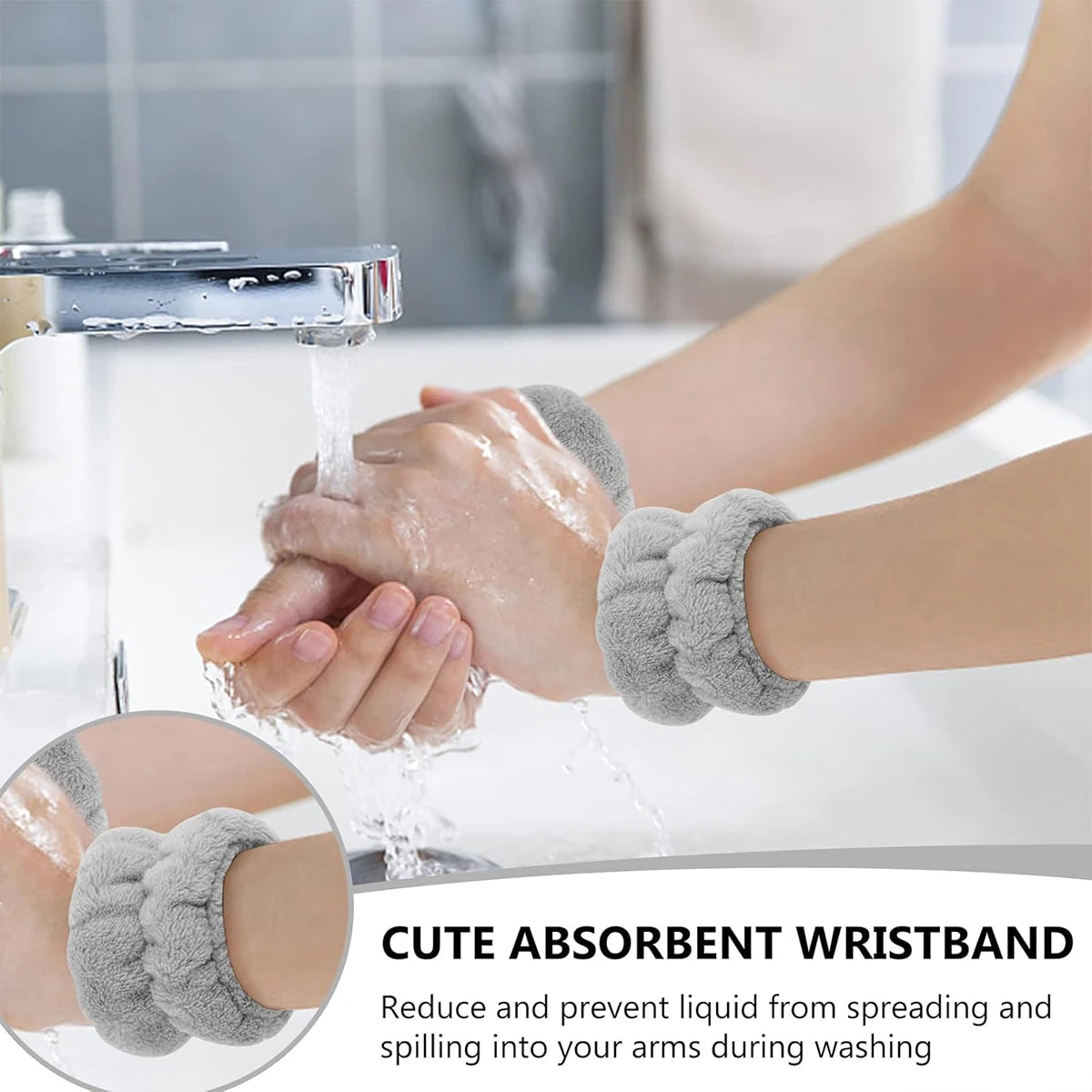 3Pcs Face Wash Wristband Set Women'S Headband Wristbands Absorbent Waterproof Wristbands Makeup Face Wash Hair Bands
