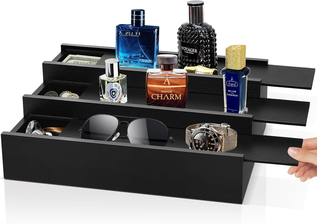 Wooden Cologne Organizer for Men - 3 Tier Cologne Stand Perfume Organizer Wit...