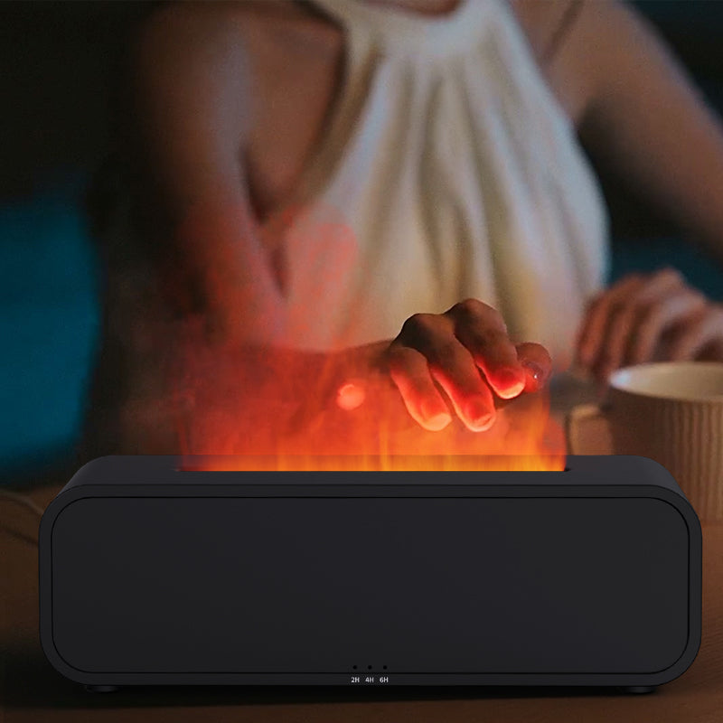 New Flame Dynamic Aroma Diffuser with Remote Control USB Essential Oil Aromatherapy Diffuser with Music-Synced Color-Changing Night