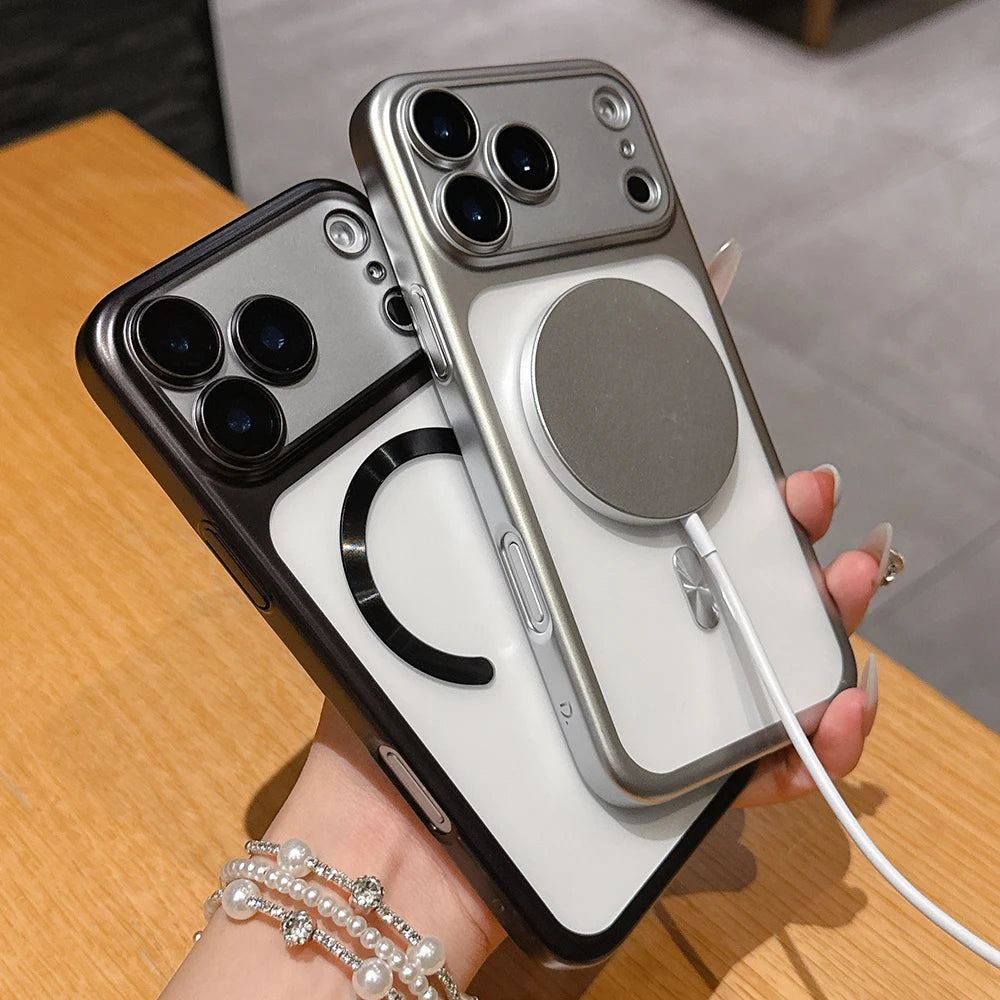 Luxury Matte Translucent Magnetic Phone Case for  17 Pro Max 17Pro Air Cases for Magsafe Wireless Charging Protector Cover