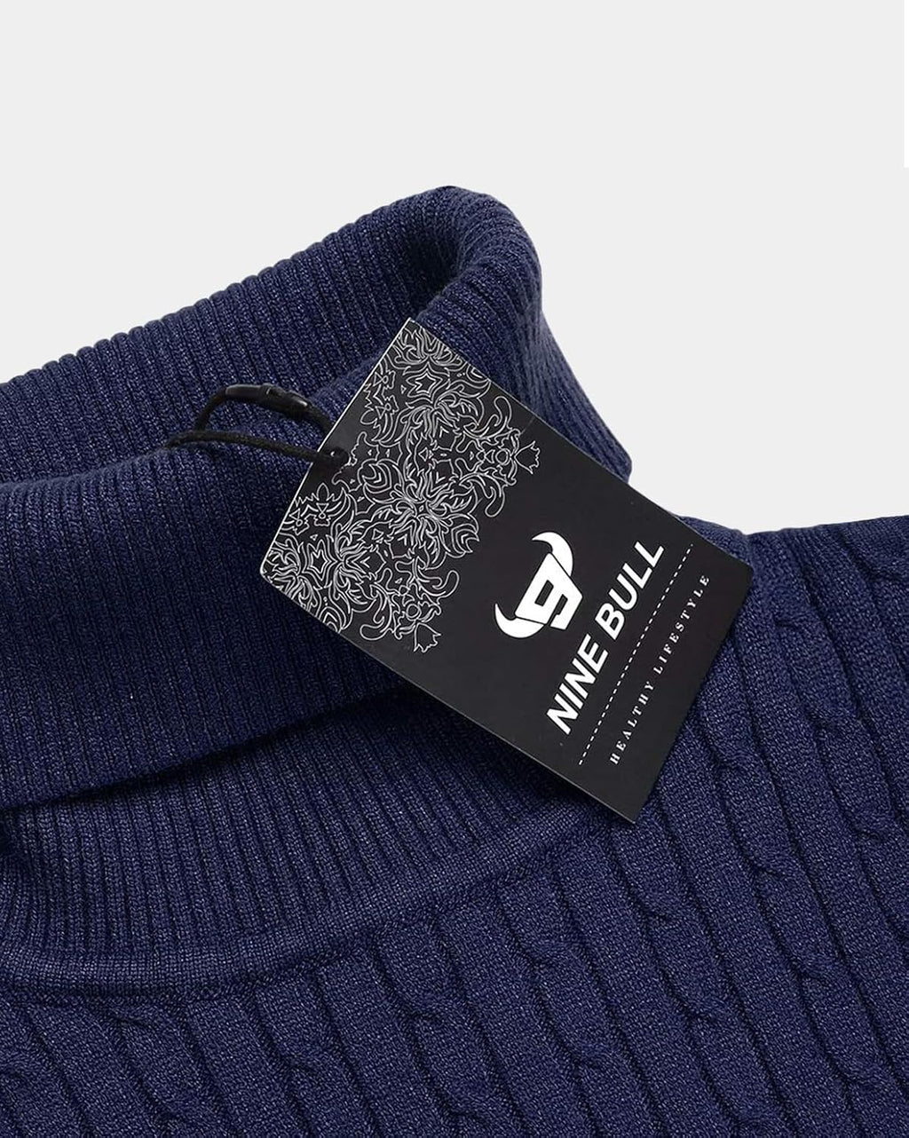 Mens Slim Fit Turtleneck Sweater Cable Knit Thermal Pullover Sweater