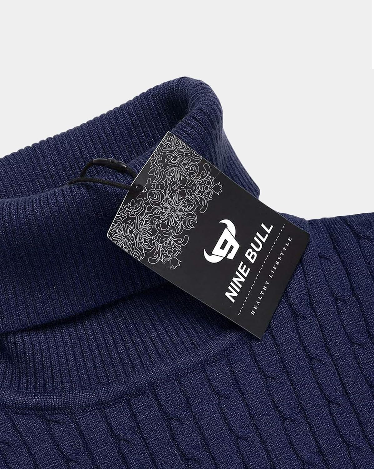Mens Slim Fit Turtleneck Sweater Cable Knit Thermal Pullover Sweater
