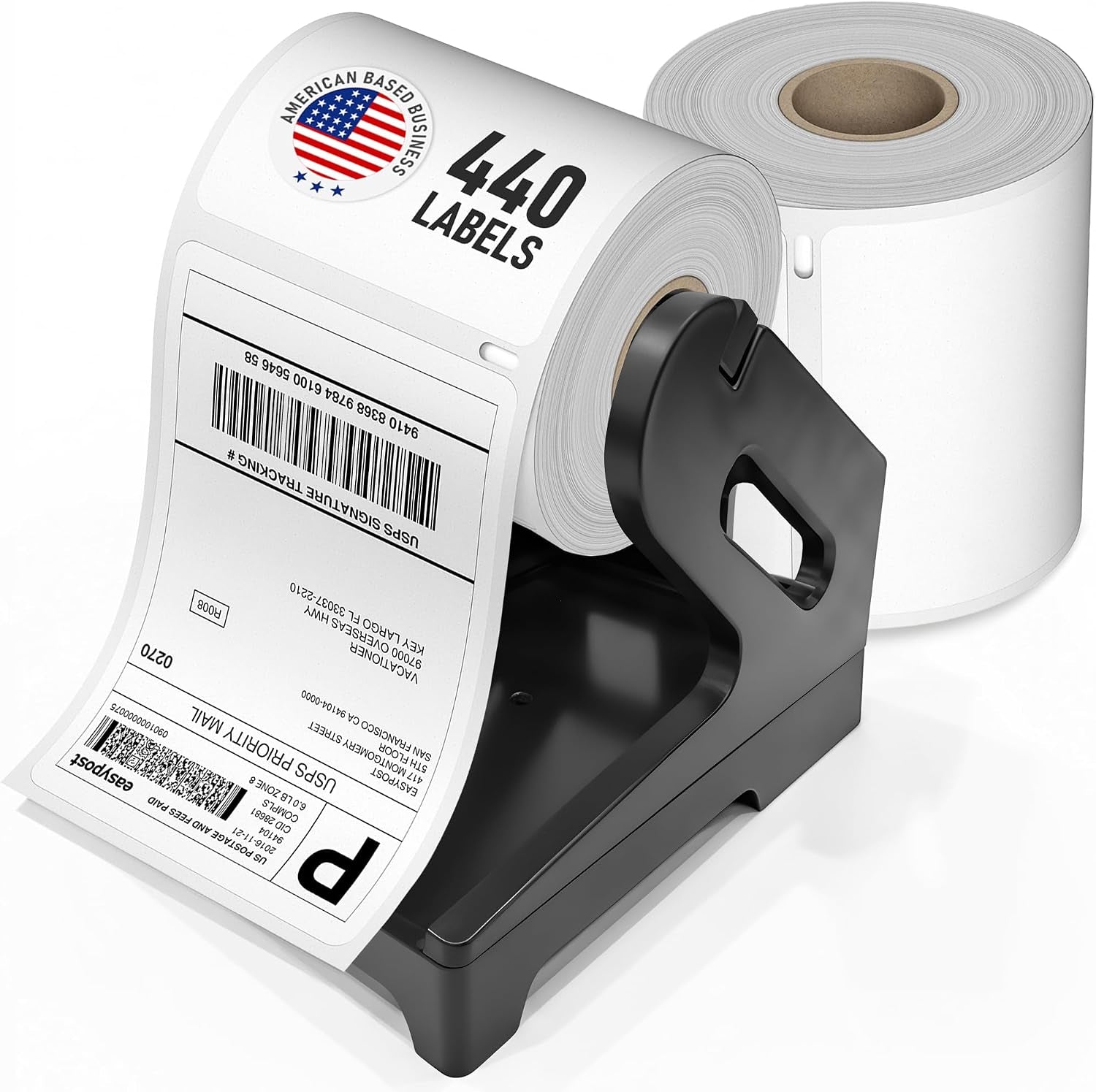 4X6 Thermal Shipping Labels with Roll Holder, 440 Labels/2 Rolls (220 per Roll), Compatible with Rollo, Zebra, Munbyn, Idprt, Jadens, Nelko, Dymo 4XL & Most Label Printers, Perforated