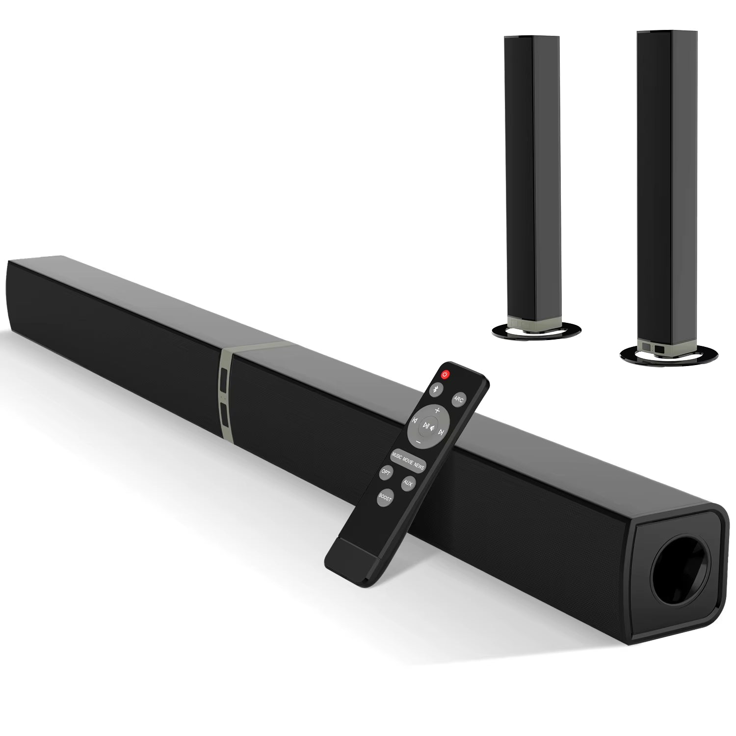 KY2020D Home Theater System Speaker Soundbar Surround Sound Wireless Sound Bars for TV with ARC/OPT/BT/AUX Connections
