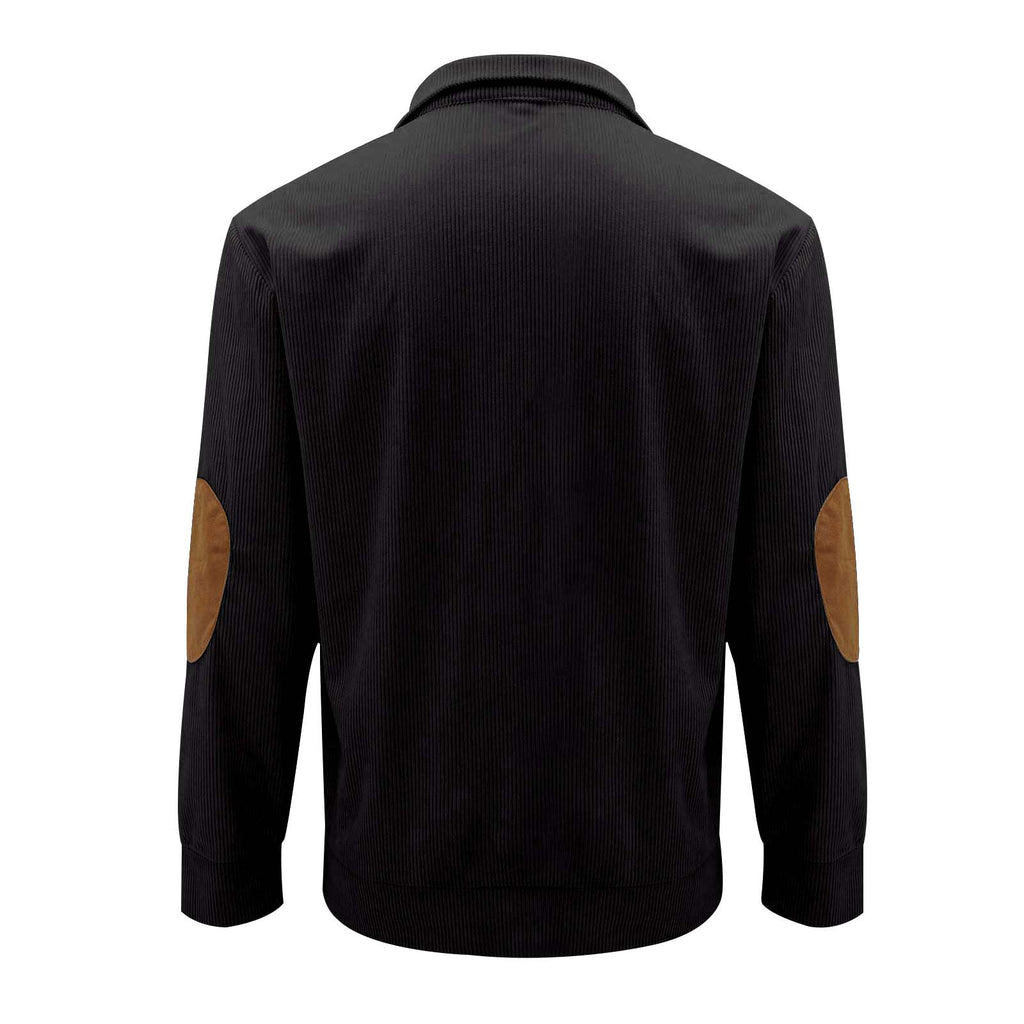Casual Stand-Collar Long Sleeve Pullover Sweatshirt for Men Fashion Solid Color Striped Design Loose Tops