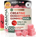 Creatine Monohydrate Gummies 5G - Only 2G Sugar, Made in USA - Sour Watermelon Flavor - Vegan & 3Rd Party Tested - Pre & Post Workout Supplement for Women and Men (120 Count, 40 Servings)