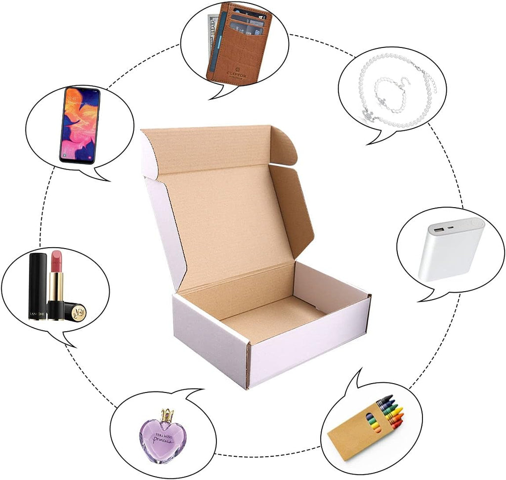 9"X6"X4"Shipping Boxes,10Pcs White Corrugated Cardboard Boxes. | Come with 10 Thank You Stickers,Suitable E-Commerce Packaging, Shipping Packaging Etc.
