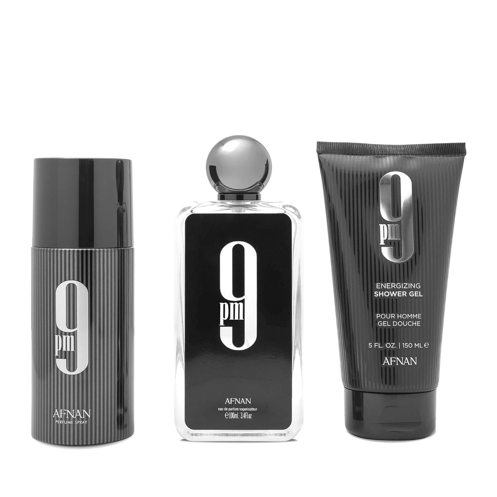 9 PM Luxury Perfume Gift Set – Eau De Parfum (3.4 Oz), Deodorant (5.0 Oz), Shower Gel (5.0 Oz)