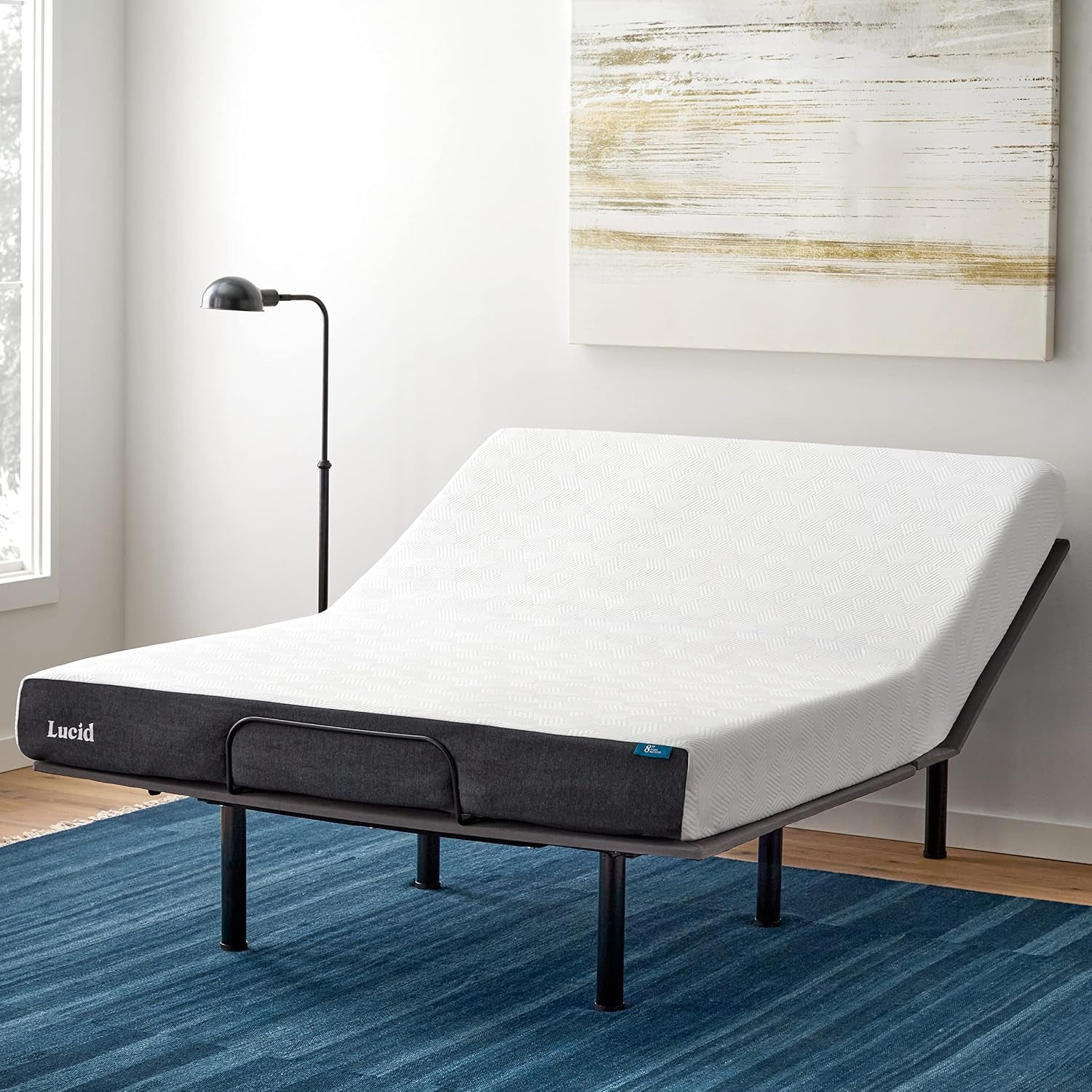 8 Inch Queen-Mattress and L150 Adjustable Bed Base – Plush Gel Memory Foam-Mattress – Bamboo Charcoal – Certipur-Us Certified – Easy Assembly