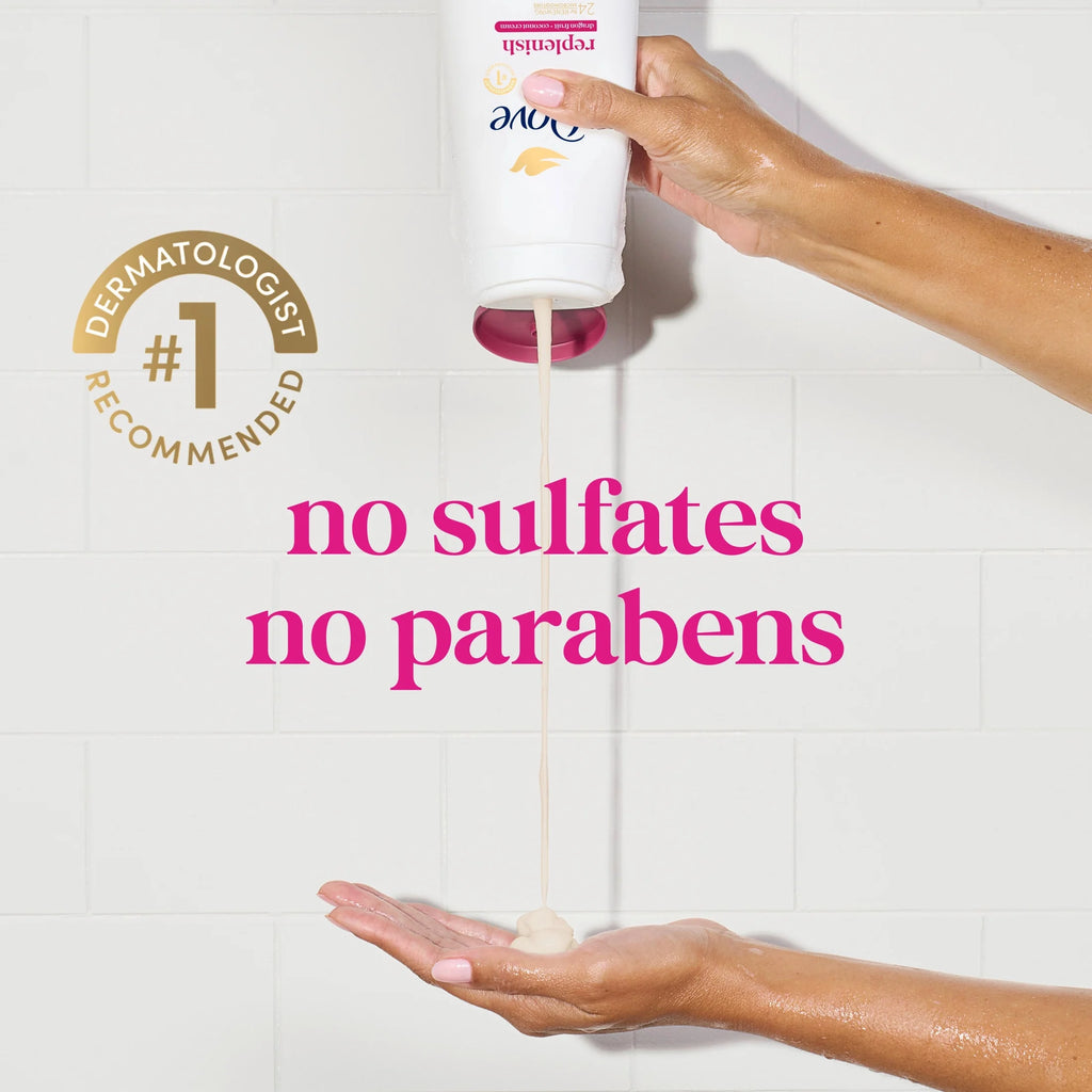 Body Wash for 24Hr Lotion-Soft Skin Replenish Dragon Fruit and Coconut Cream Moisturizing Skin Cleanser with No Sulfates No Parabens, 20 Fl Oz