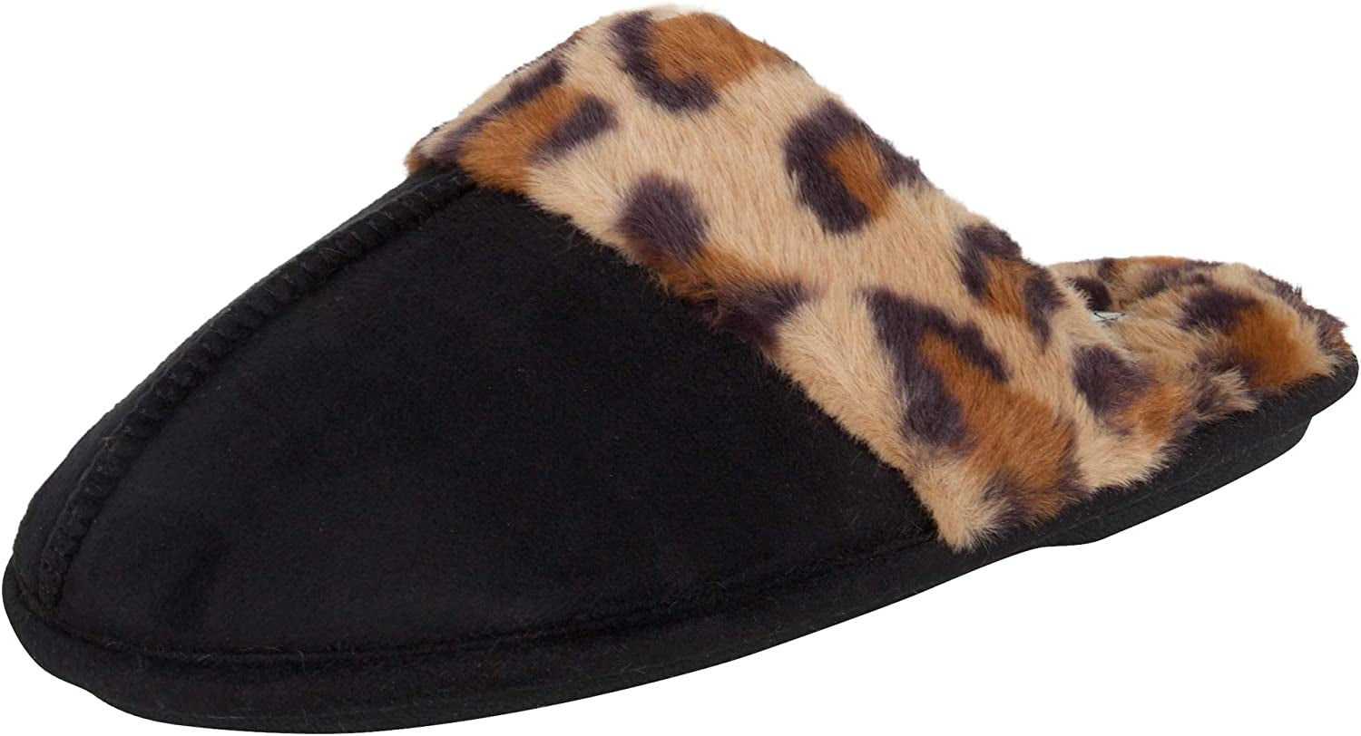 Womens Comfy Faux Fur House Slipper Scuff Memory Foam Slip on Anti-Skid Soleslipper