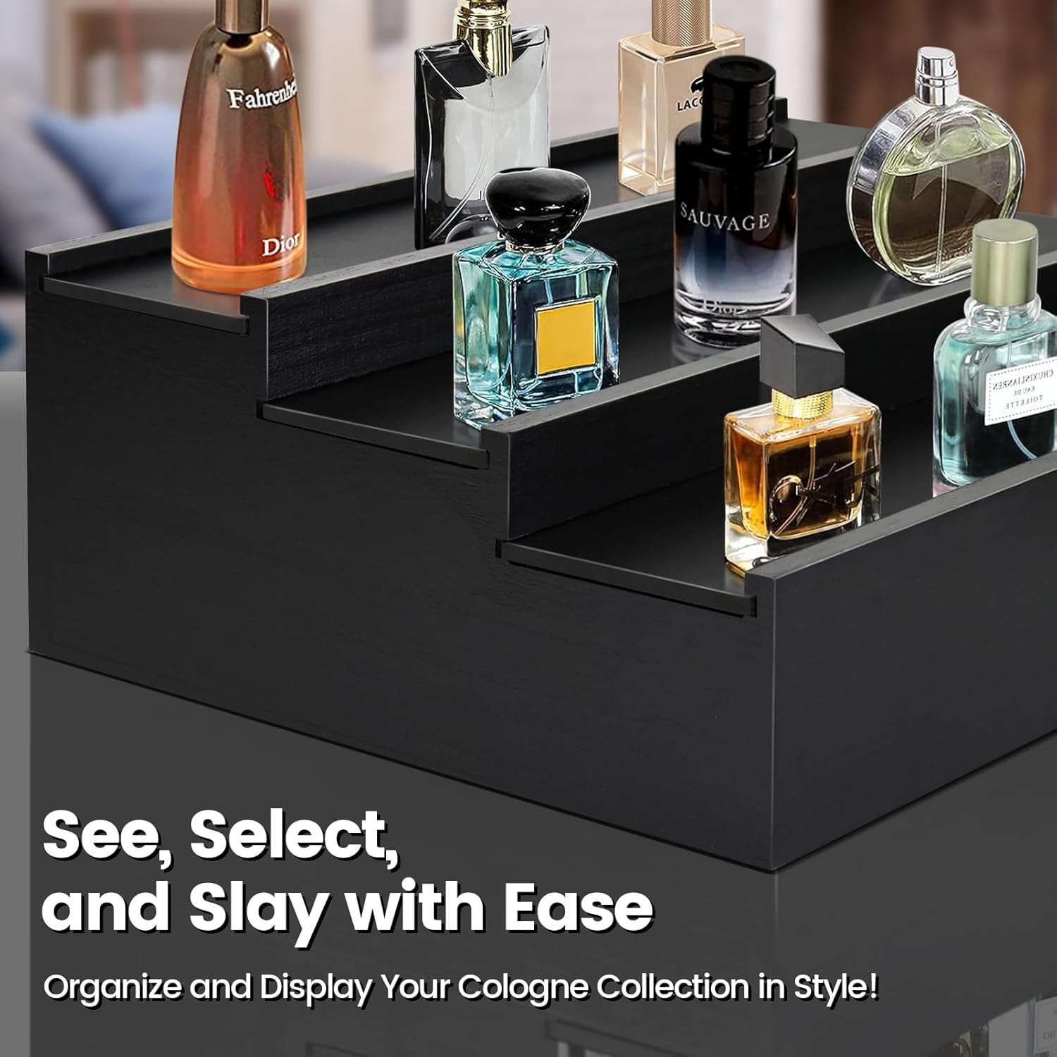 Wooden Cologne Organizer for Men - 3 Tier Cologne Stand Perfume Organizer Wit...