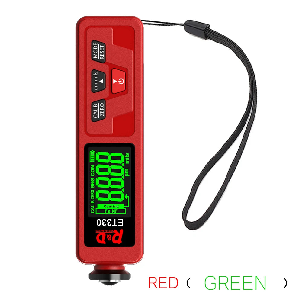 R&D Et330+Zn Car Paint Thickness Gauge Electroplate Metal Coating Thickness Gauge for Car 0-1500Um Fe & Nfe Coating Tester Meter