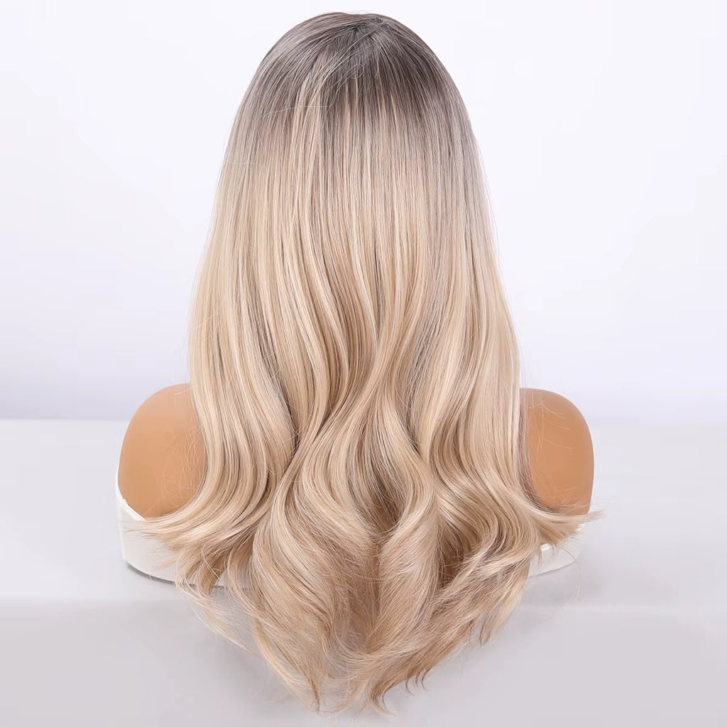2026 Best-Selling Fashion Fake 13*4 Synthetic Lace Front Black and Gold Gradient Curly Hair Tail Micro Volume SM9867-3