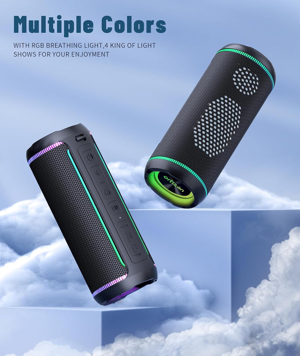 X30 Portable Bluetooth Speaker (3Rd Gen), 40W Loud Bass, Black | IPX7 Waterproof for Pool Parties & Outdoor Adventures, 30-Hour Battery, Beat-Synced LED Lights, Wireless Stereo Pairing
