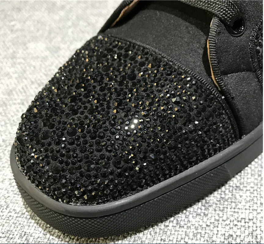 Bling Crystal Fashion Breathable Men'S Sneakers Lace up Precious Flats Men Large Size Walking Casual Men Shoes