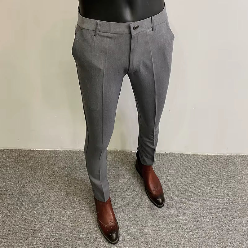 Men Suit Pants Hombre Pantalones 2026 Spring Stretch Slim Formal Trousers for Men Fashion Casual Stripe Dress Pants Men Clothing
