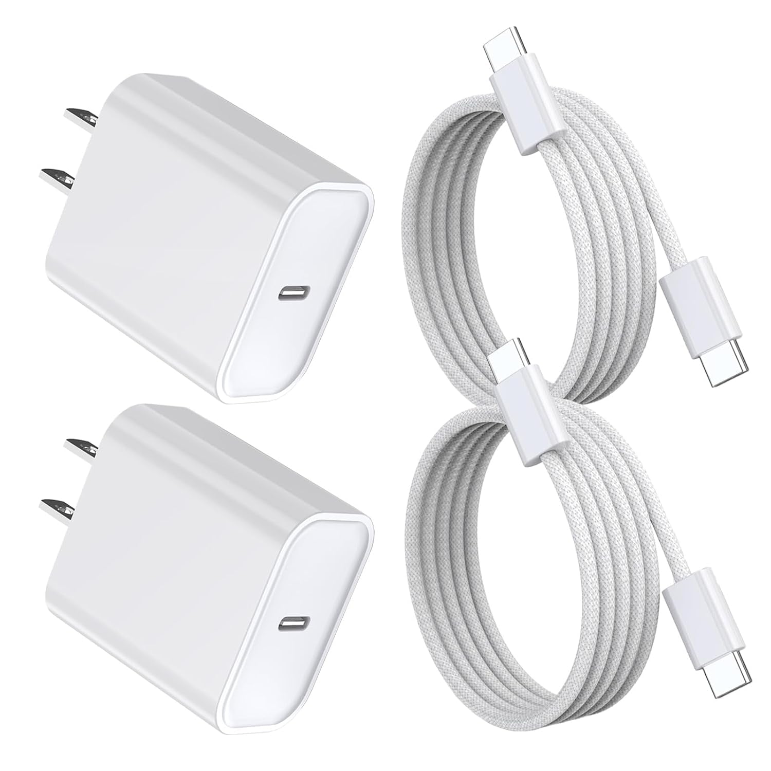 Iphone 17 Charger Fast Charging,2Pack 20W USB C Fast Charging Block Charger | 2Pack 60W Woven Braided Type C to C Cable Iphone 16 Charger for Iphone Air/17 Pro Max/16 Pro Max/16E/15 Pro/Ipad Air/Airpods
