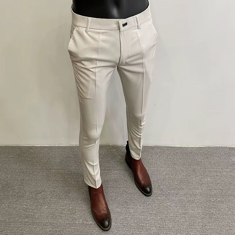 Men Suit Pants Hombre Pantalones 2026 Spring Stretch Slim Formal Trousers for Men Fashion Casual Stripe Dress Pants Men Clothing