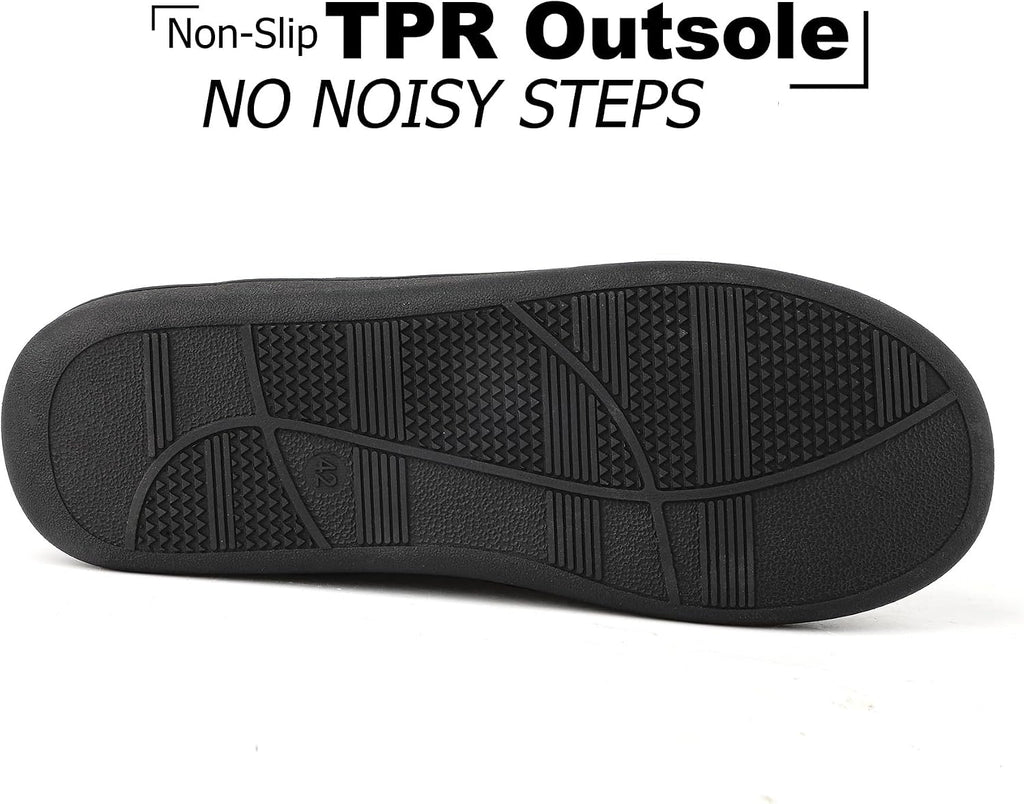 Men'S Furry Slippers Memory Foam House Shoes US 8-14/EU 41-47 | Warm Soft Fleece Lining, Cushioned Memory Foam, Non-Slip, Machine Washable, Slip-On Slippers for Indoor Outdoor Travel Use