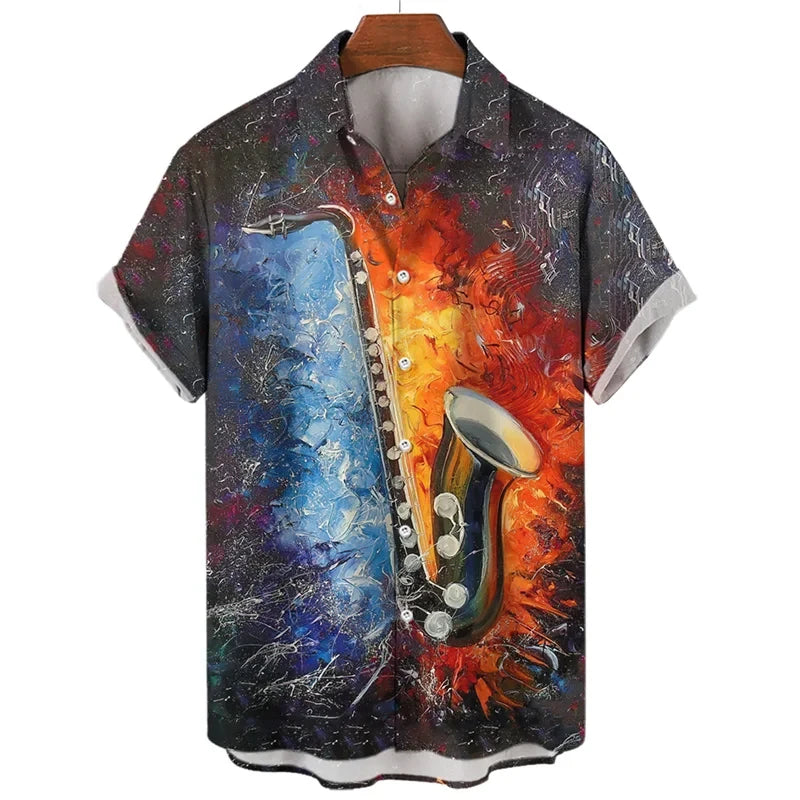 Luxury Baroque Style Shirt for Men Clothing 3D Printed Hawaiian Beach Shirts Short Sleeve Y2K Tops Vintage Lapel Man Clothes