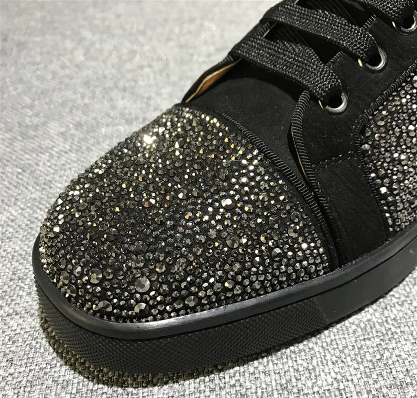 Bling Crystal Fashion Breathable Men'S Sneakers Lace up Precious Flats Men Large Size Walking Casual Men Shoes