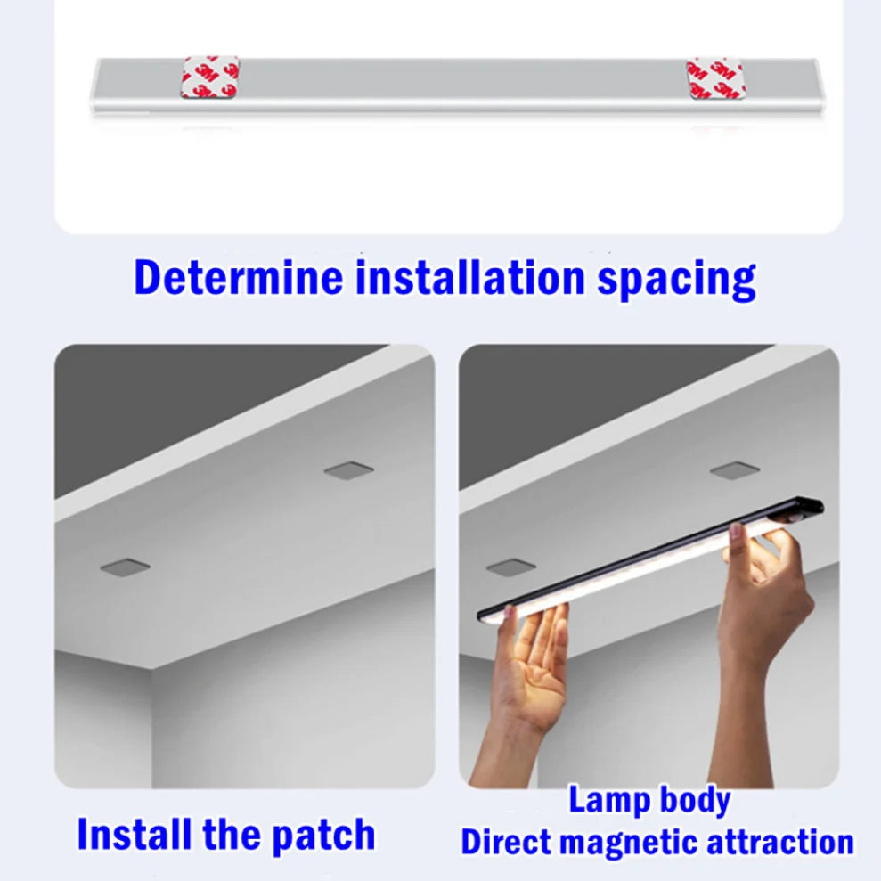 under Cabinet Night Light USB Rechargeable Motion Sensor Closet Light Kitchen Bedroom Lighting Kitchen Wall Lamp Leds