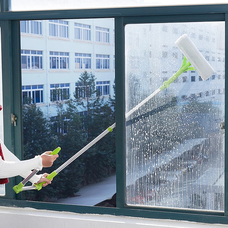 Telescopic Glass Window Cleaning Brush Tool Double Side Scraper Wiping Device for Home Window Cleaning