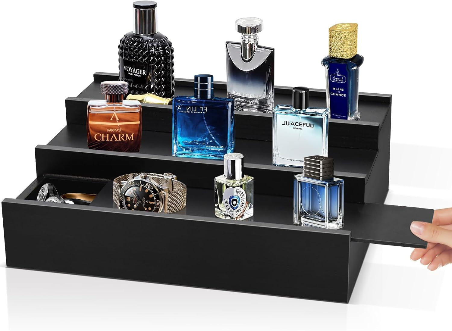 Wooden Cologne Organizer for Men - 3 Tier Cologne Stand Perfume Organizer Wit...