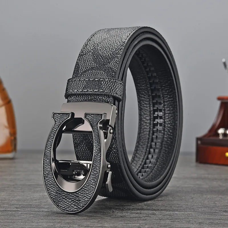 New Genuine Leather Casual Fashion Men Belts Cowhide Alloy Automatic Buckle Luxury Brand Men Belt Versatile Trendy Blets for Men