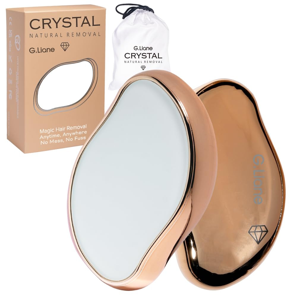 Crystal Hair Eraser,Crystal Hair Remover and Exfoliator,Nano Glass Hair Remover Stone,Reusable Painless Physical Hair Removal Depilator for Men Women Quick Soft Silky Skin (Gold)
