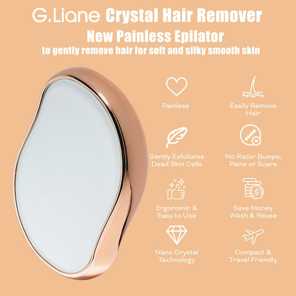 Crystal Hair Eraser,Crystal Hair Remover and Exfoliator,Nano Glass Hair Remover Stone,Reusable Painless Physical Hair Removal Depilator for Men Women Quick Soft Silky Skin (Gold)