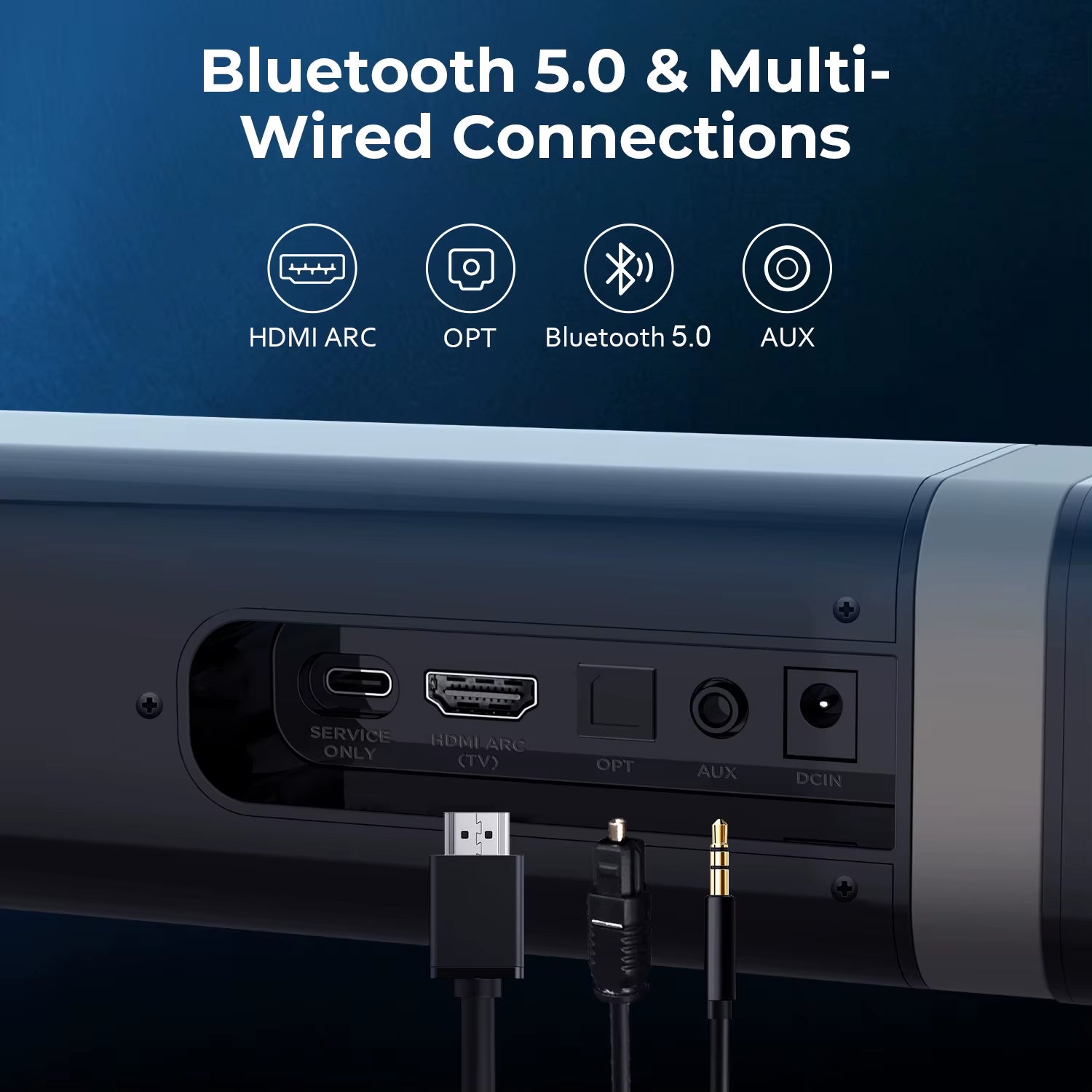 KY2020D Home Theater System Speaker Soundbar Surround Sound Wireless Sound Bars for TV with ARC/OPT/BT/AUX Connections