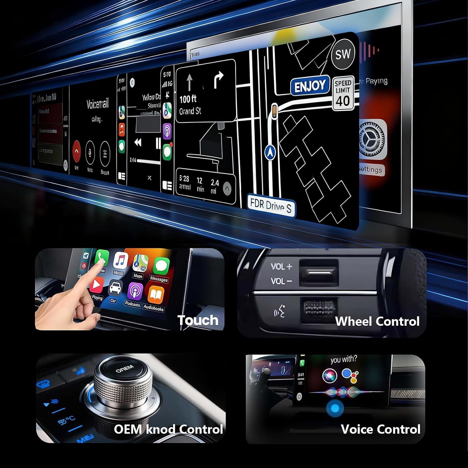 Wireless Carplay Adapter for Apple Iphone & Android, 2-In-1 | Fast Auto-Connect, Stable Connection, Mini Size Plug，Apple Iphone & Android, 2-In-1 Adapter, Convert Wired to Wireless Dongle